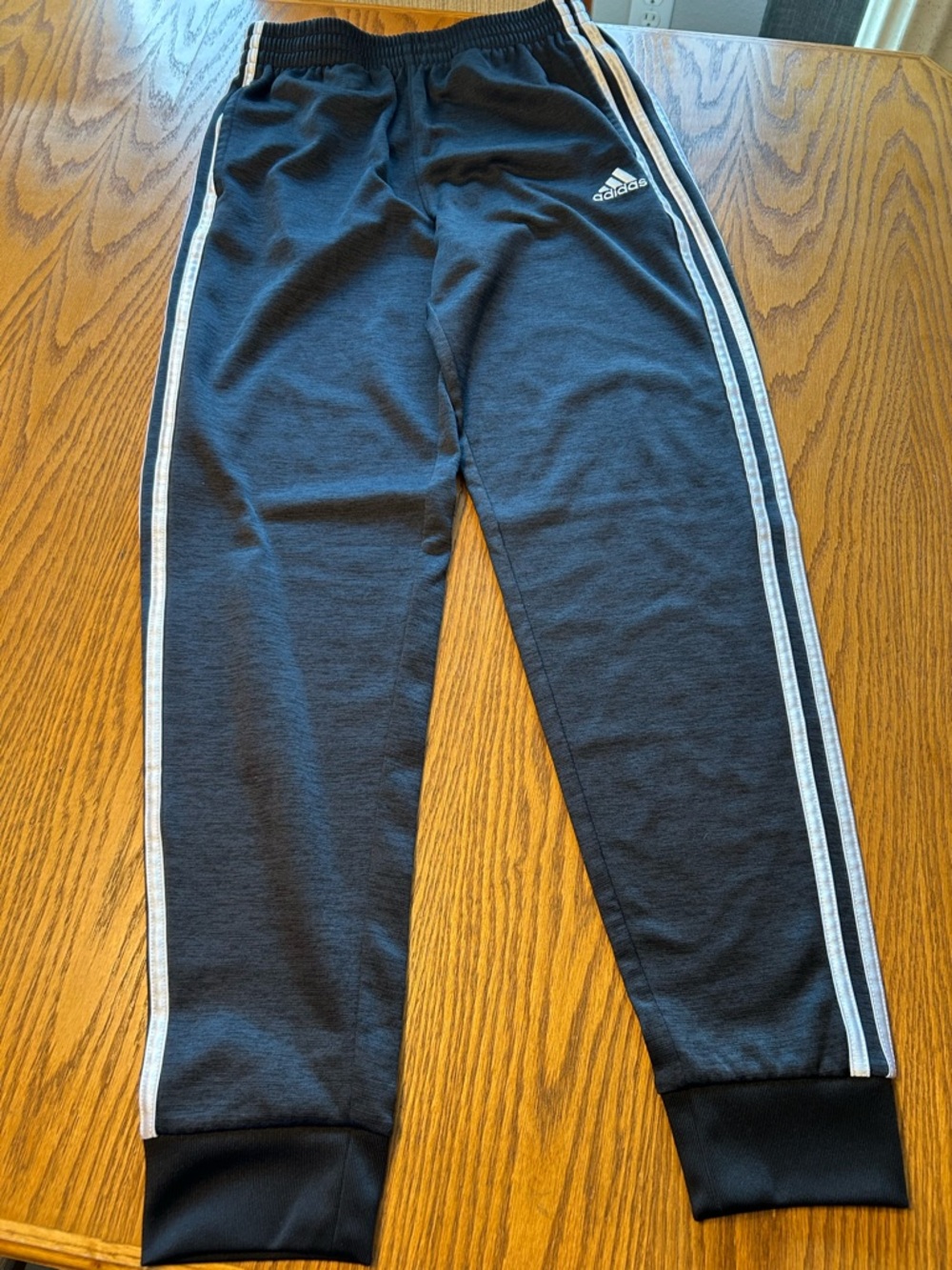 Adidas Youth Boy's Large (14/16) Sweatpants Gray Ribbed Hem Elastic Drawstring